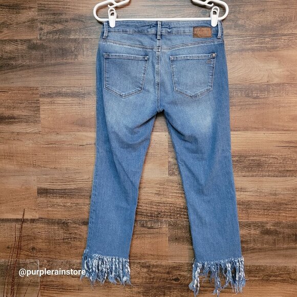 Mavi Jeans 27 Kerry Ankle Mid Rise Straight Fringe Hem Stretch Denim Boho Rodeo - Picture 2 of 12